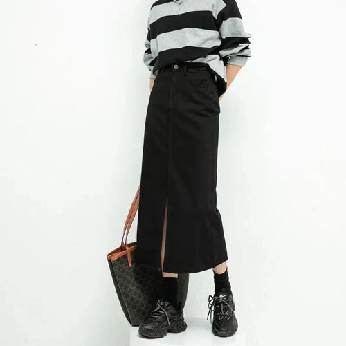 Levoire | Jupe En Denim Noir Moderne En A Pour Femmes
