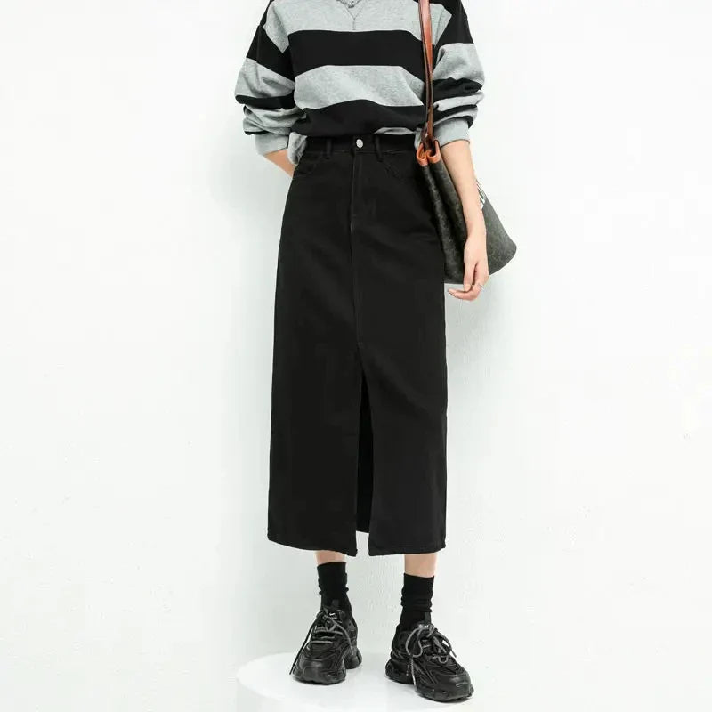 Levoire | Jupe En Denim Noir Moderne En A Pour Femmes