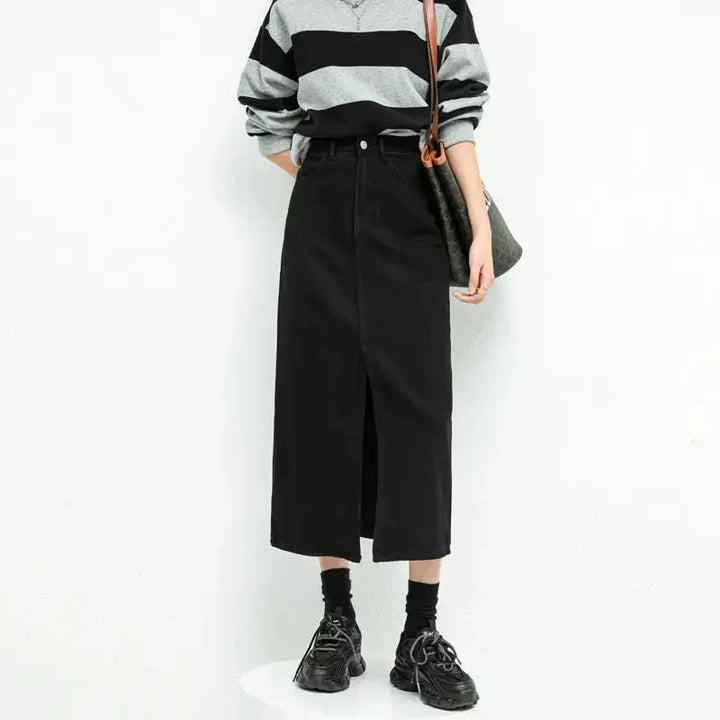 Levoire | Jupe En Denim Noir Moderne En A Pour Femmes