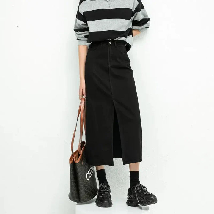 Levoire | Jupe En Denim Noir Moderne En A Pour Femmes Noir