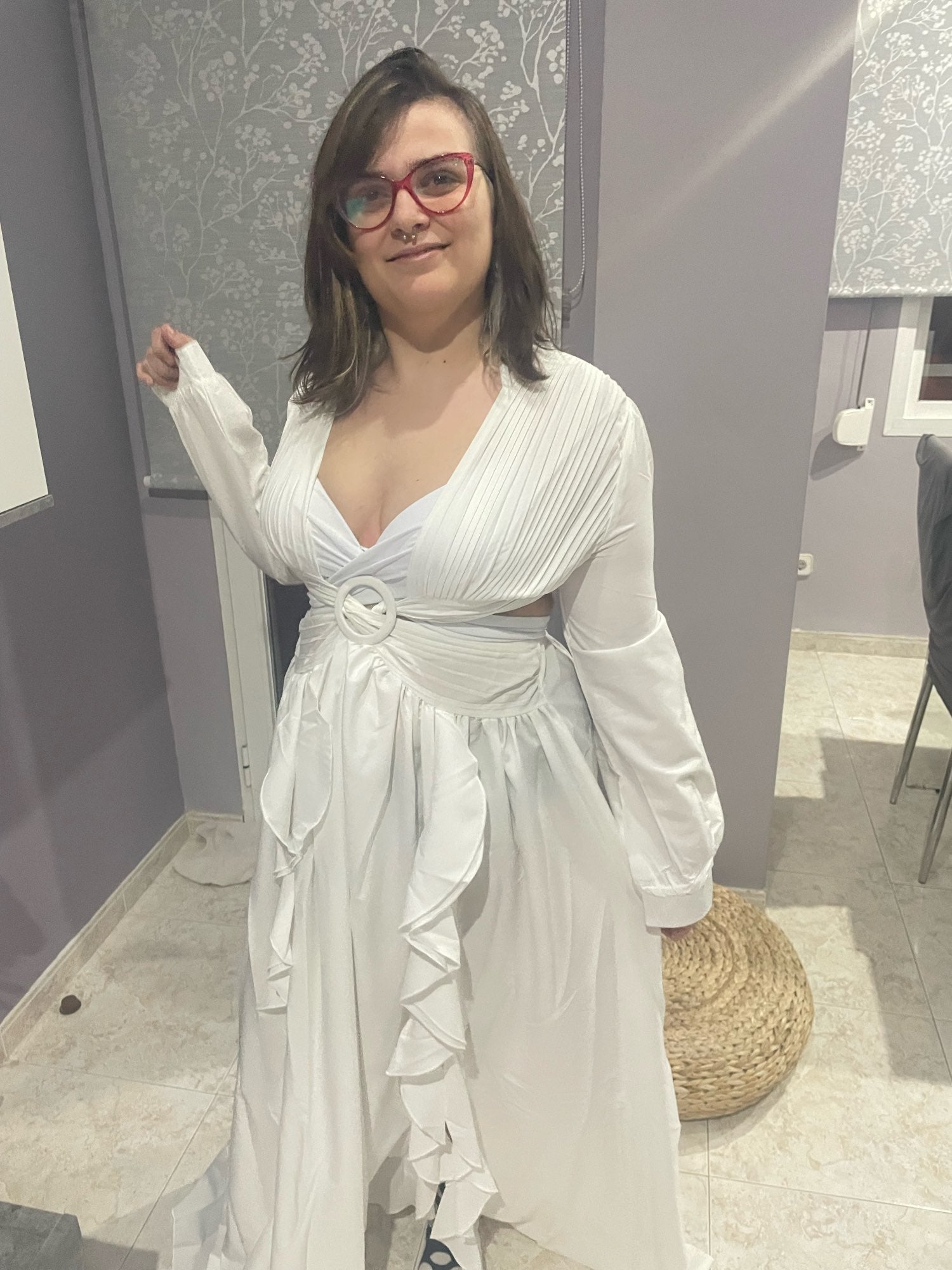 Levoire | Huleplissé Volant Manches Longues Robes Maxi