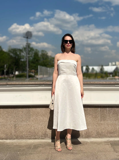 Levoire | Long Strapless White Dress