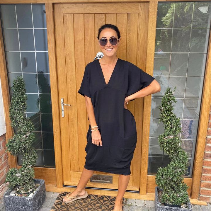 Levoire | Robe Midi Avec Décolleté En V Noir