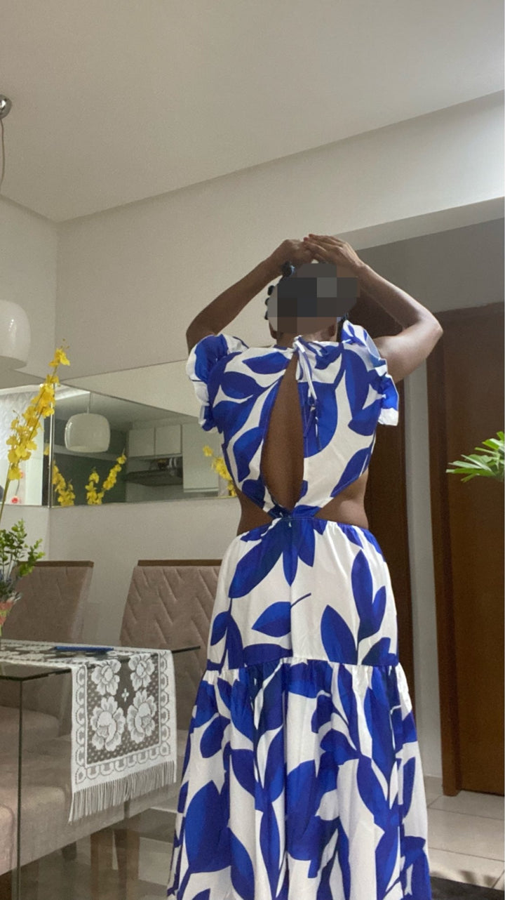 Levoire | Imprimé Feuille Hohlflügel Maxi Robe