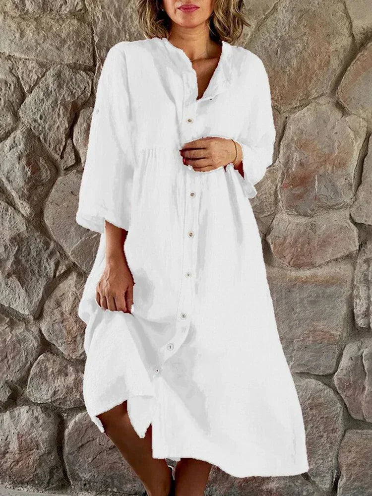 Levoire | Robe Chemise À Coupe Locker En Lin Blanc