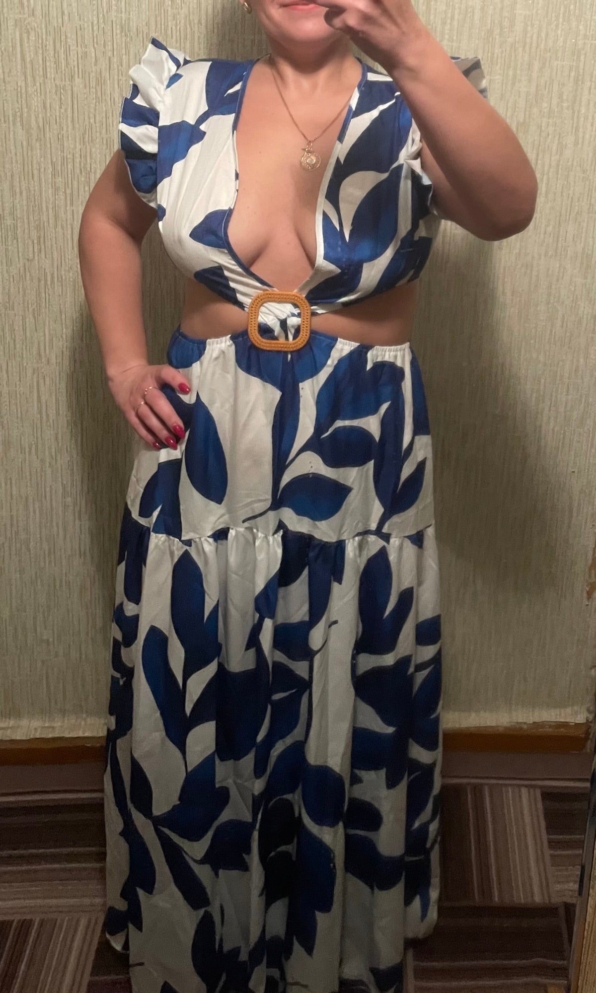 Levoire | Imprimé Feuille Hohlflügel Maxi Robe