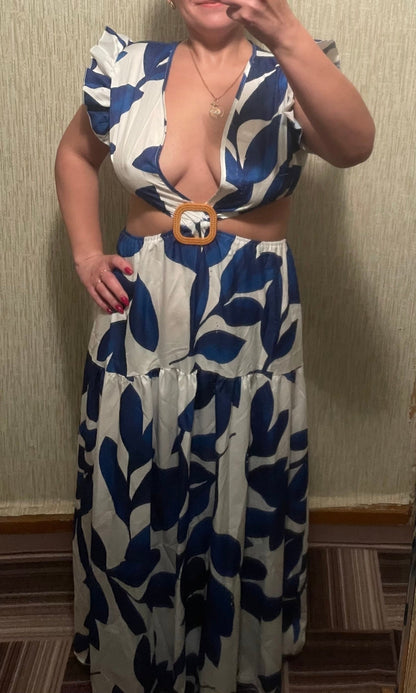 Levoire | Imprimé Feuille Hohlflügel Maxi Robe