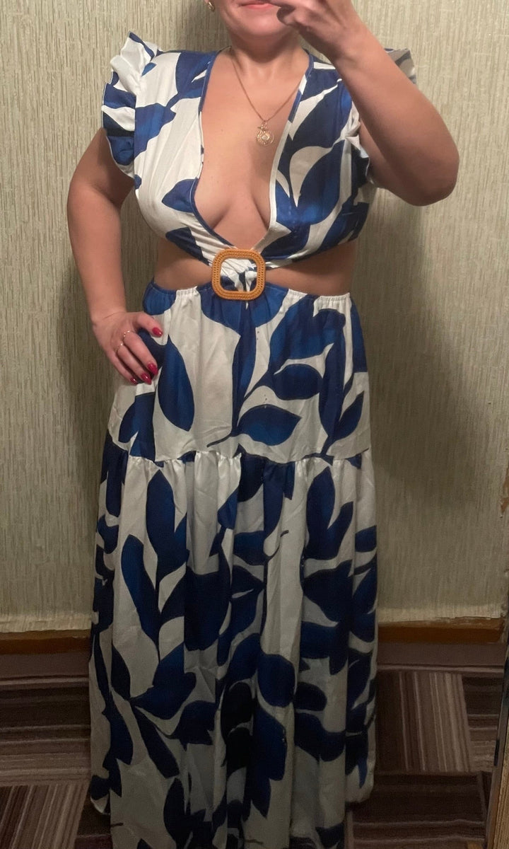 Levoire | Imprimé Feuille Hohlflügel Maxi Robe