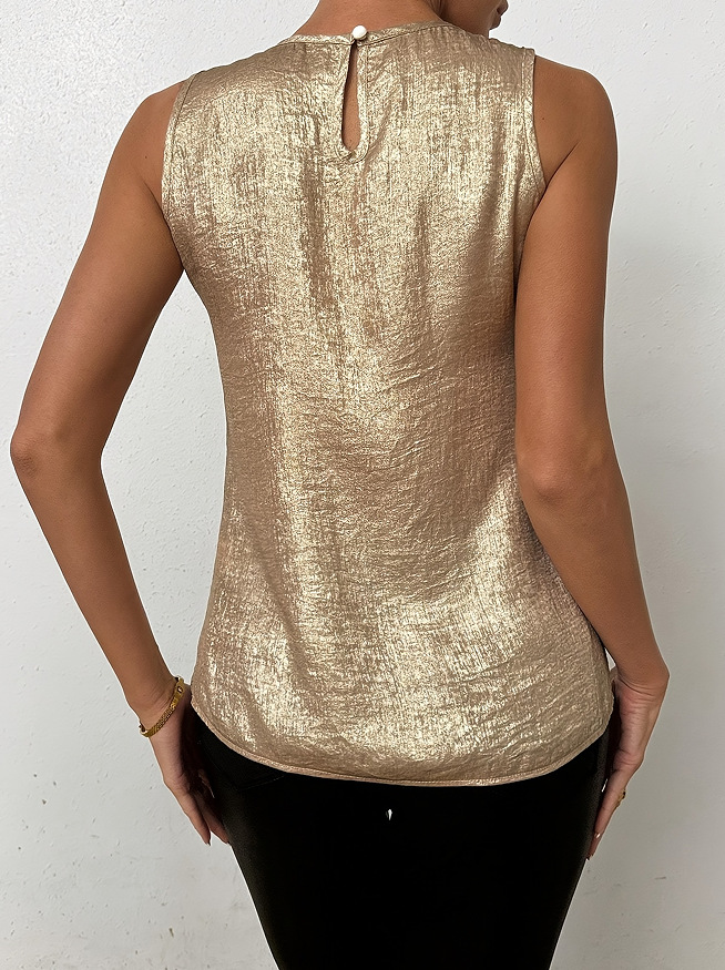 Levoire | Blouse Brillante Élégante Sans Manches Avec Détail Chic