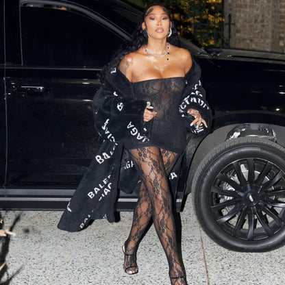 Levoire | Nuits Ensemble Transparent Trois Pièces En Dentelle Avec Gants