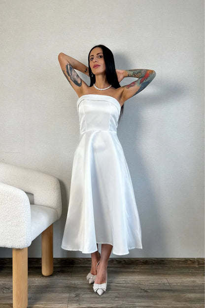 Levoire | Long Strapless White Dress