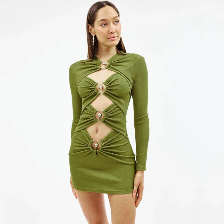 Levoire | Robe Mini Holometalliringer À Épaule Dénudée Vert