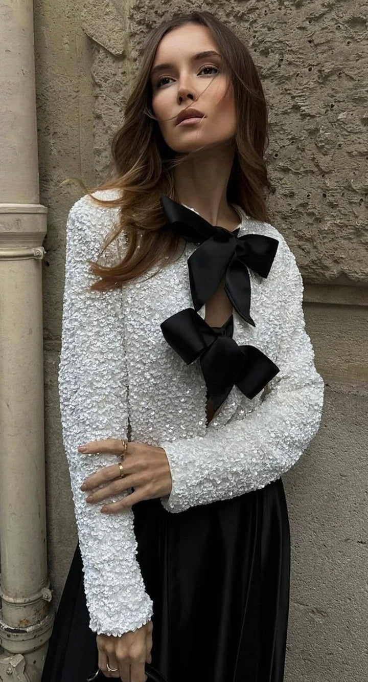 Levoire | Veste À Paillettes Avec Détails En Nœud