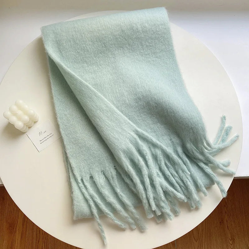 Levoire | Écharpe De Luxe En Cachemire Pour Femme Avec Franges Hellgrün