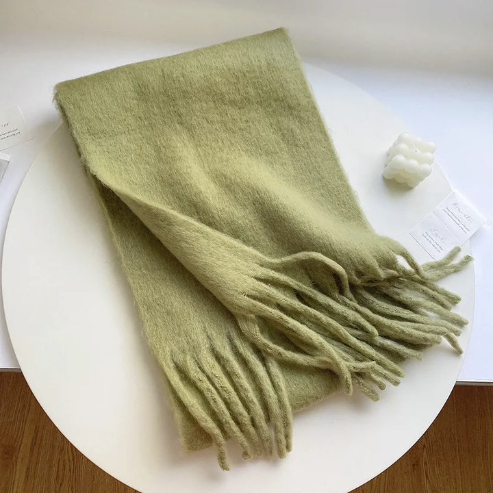 Levoire | Écharpe De Luxe En Cachemire Pour Femme Avec Franges Senfgrün