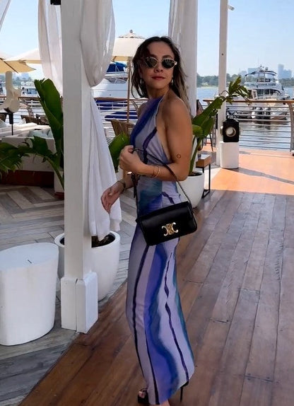 Levoire | Long Striped Tulle Strap Dress