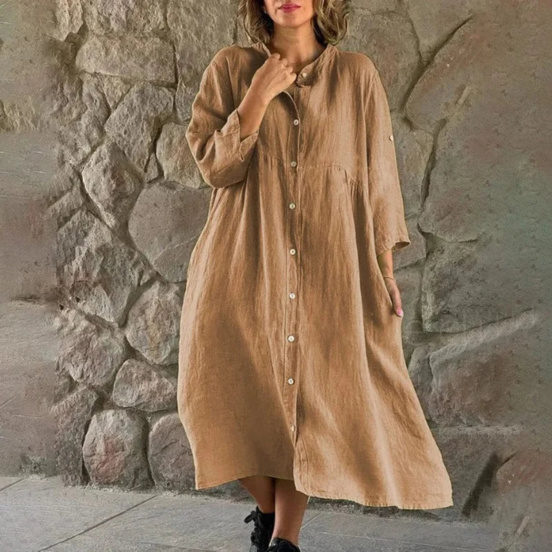 Levoire | Robe Chemise À Coupe Locker En Lin Braun