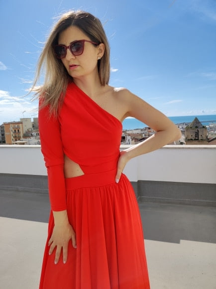 Levoire | Robe À Une Épaule À Manches Longues Avec Motif Découpé