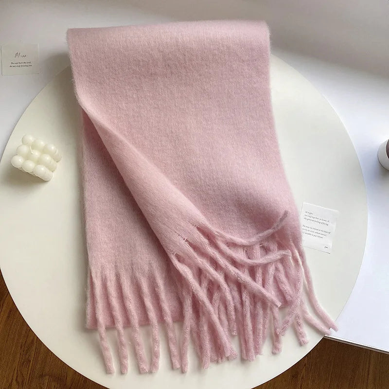 Levoire | Écharpe De Luxe En Cachemire Pour Femme Avec Franges Rosa