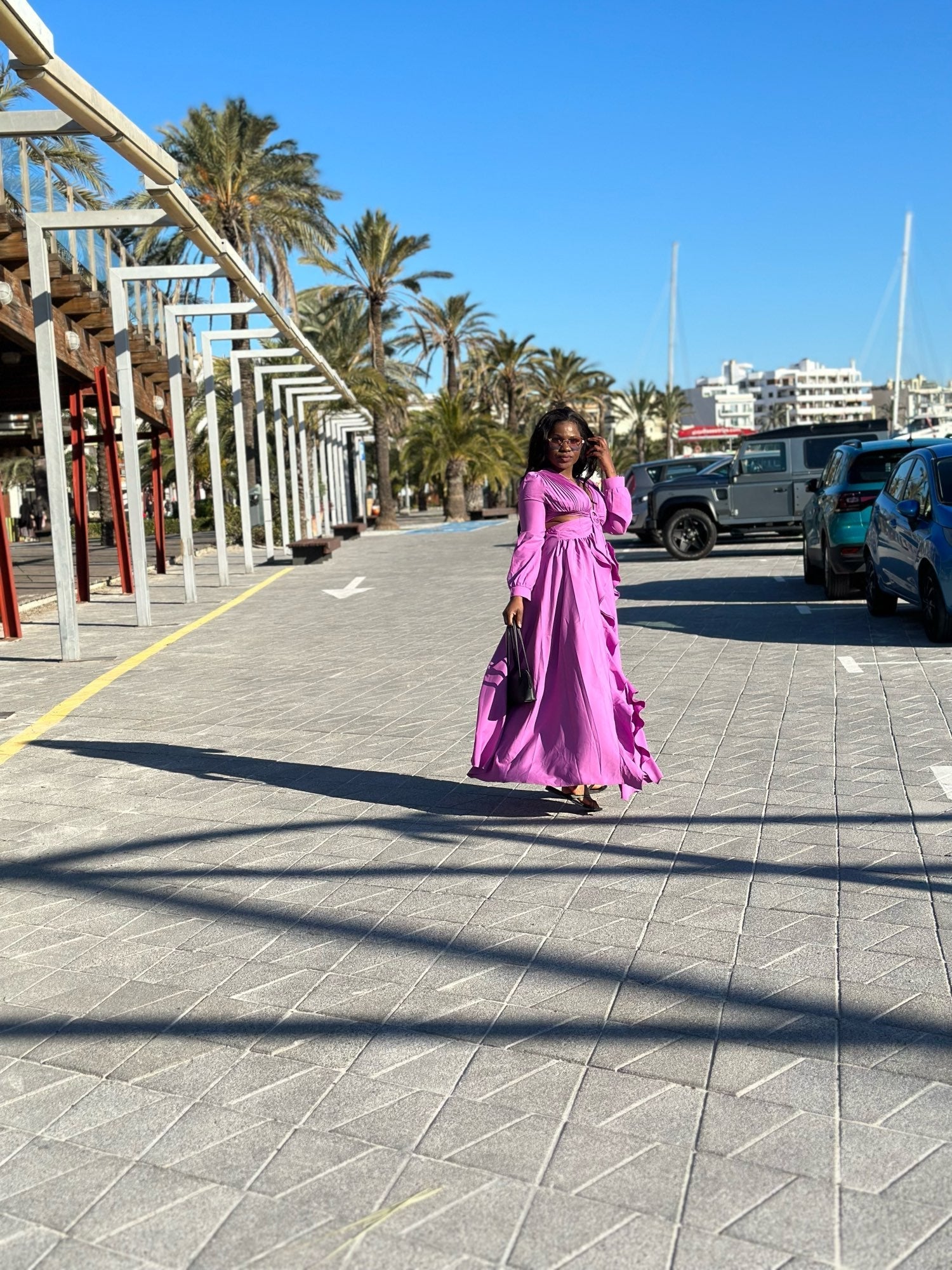 Levoire | Huleplissé Volant Manches Longues Robes Maxi