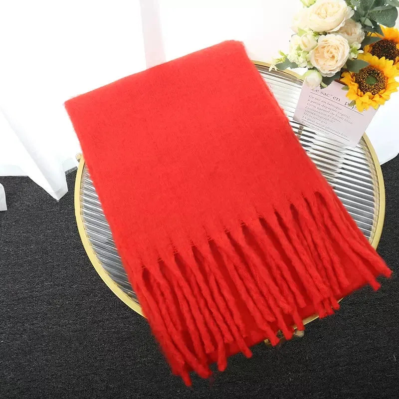 Levoire | Écharpe De Luxe En Cachemire Pour Femme Avec Franges Rot