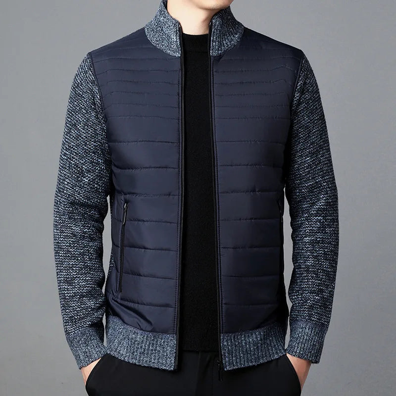 Levoire | Veste En Tricot Élégante Avec Col Haut Pour Hommes Bleu
