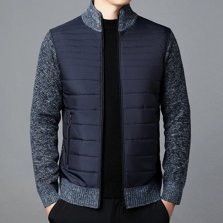 Levoire | Veste En Tricot Élégante Avec Col Haut Pour Hommes Bleu