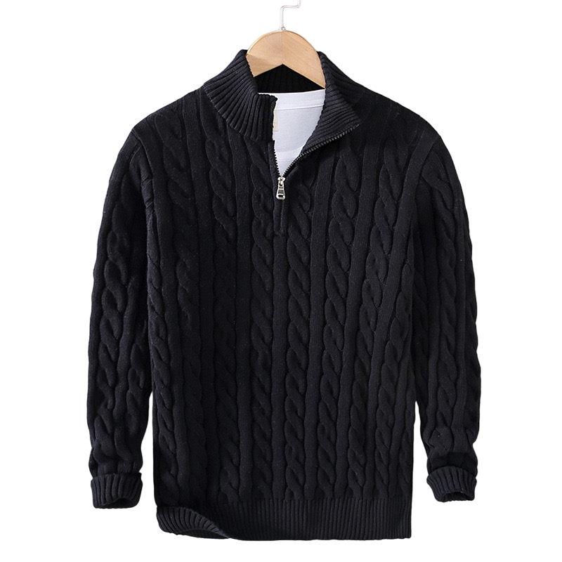 Levoire | Tricot Jersey Luxueux Avec Fermeture Éclair Moderne Noir