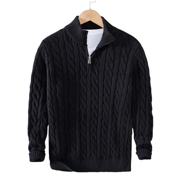 Levoire | Tricot Jersey Luxueux Avec Fermeture Éclair Moderne Noir