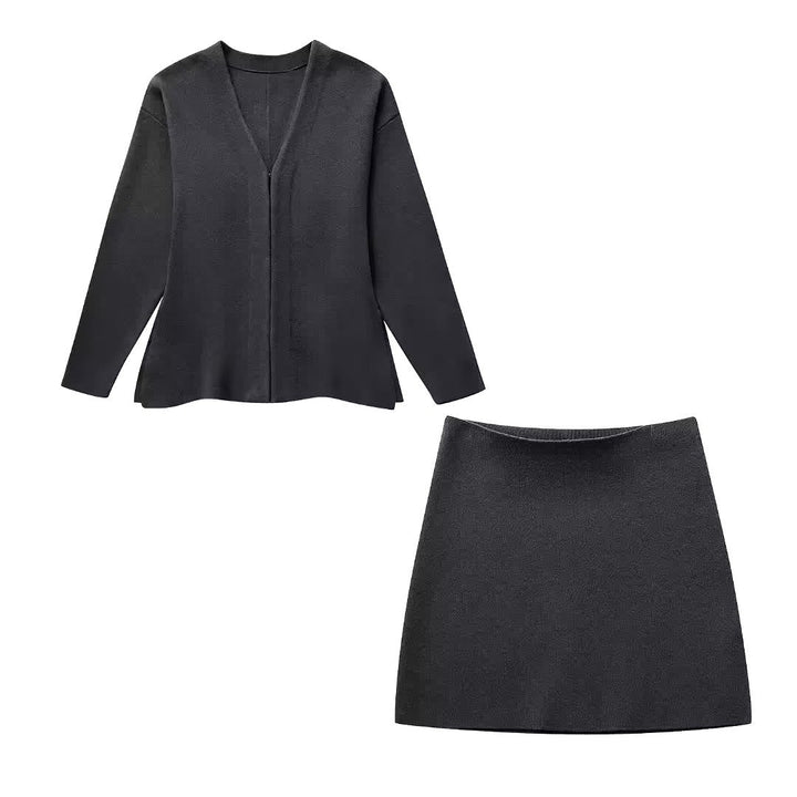 Levoire | Ensemble En Tricot Deux Pièces Gris foncé