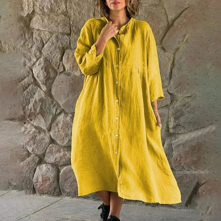Levoire | Robe Chemise À Coupe Locker En Lin Jaune