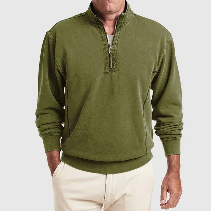 Levoire | Chemise Polo Pour Hommes Avec Zip Quartiaire Vert