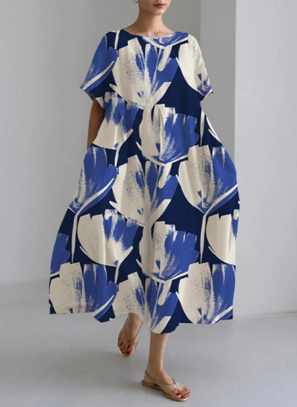 Levoire | Robe De Qualité Avec Col Rond Et Coupe Moderne Bleu