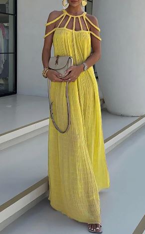 Levoire | Robe Maxi Moderne Jaune Une taille