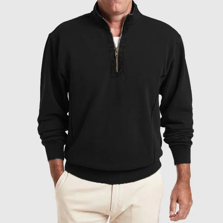 Levoire | Chemise Polo Pour Hommes Avec Zip Quartiaire Noir