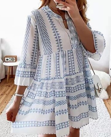Levoire | Robe Fluide Avec Des Manches Évasées Pour Femmes Bleu