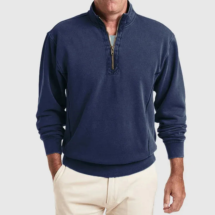 Levoire | Chemise Polo Pour Hommes Avec Zip Quartiaire Bleu marine