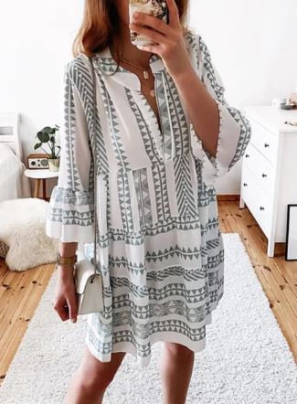 Levoire | Robe Fluide Avec Des Manches Évasées Pour Femmes Gris