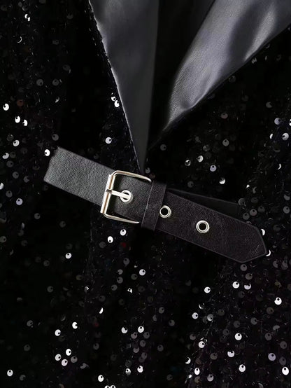 Levoire | Blazer Élégant À Paillettes Avec Ceinture