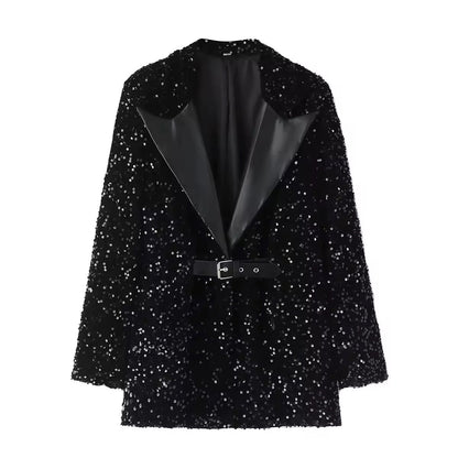 Levoire | Blazer Élégant À Paillettes Avec Ceinture