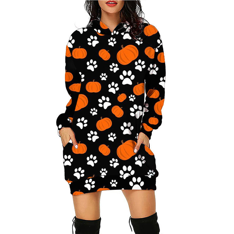 Levoire | Imprimé Halloween sweat à capuche moyen avec manches longues Muster2