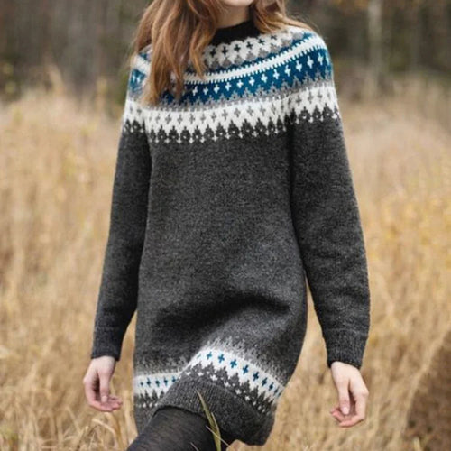 Levoire | Robe Mi-Longue En Tricot À Manches Longues Imprimée