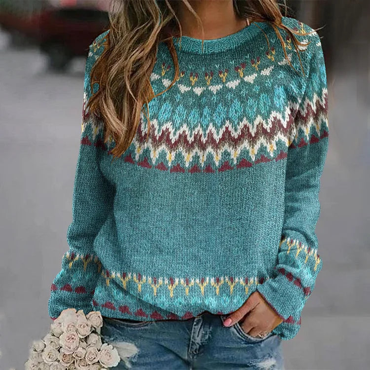 Levoire | Pull de cueillette de raisin avec motif ondulé Bleu