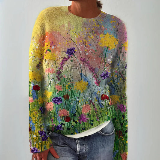 Levoire | Pull Floral Col Rond Manches Longues 2XL