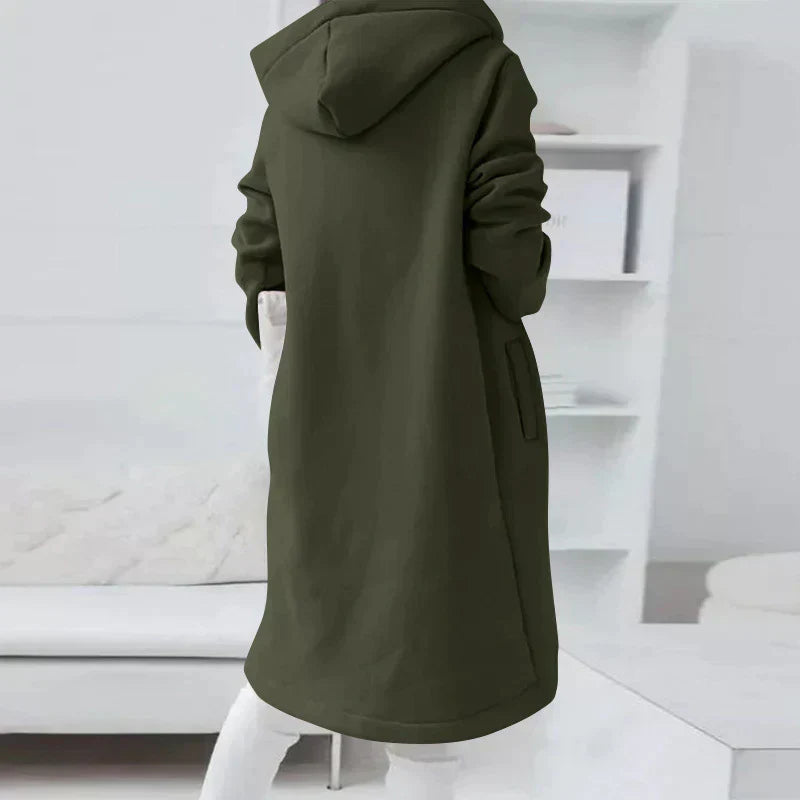 Levoire | Pull À Capuche Long Avec Fermeture Éclair Pour Femmes Vert