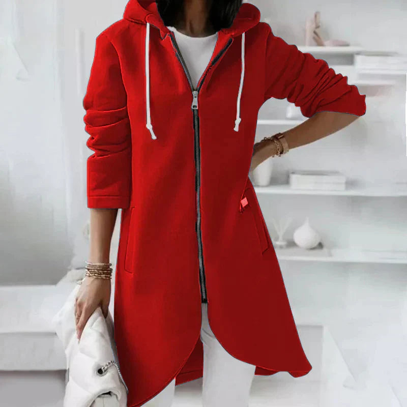Levoire | Pull À Capuche Long Avec Fermeture Éclair Pour Femmes Rot