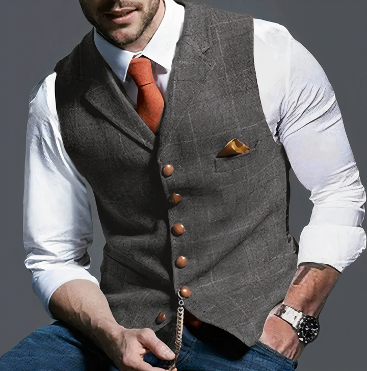 Levoire | Gilet Karo Pour Hommes Gris