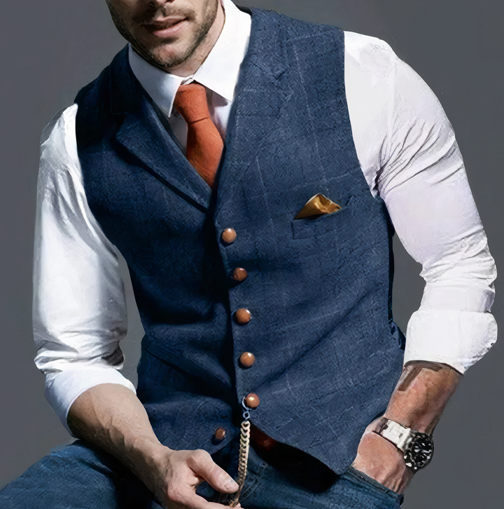 Levoire | Gilet Karo Pour Hommes Bleu