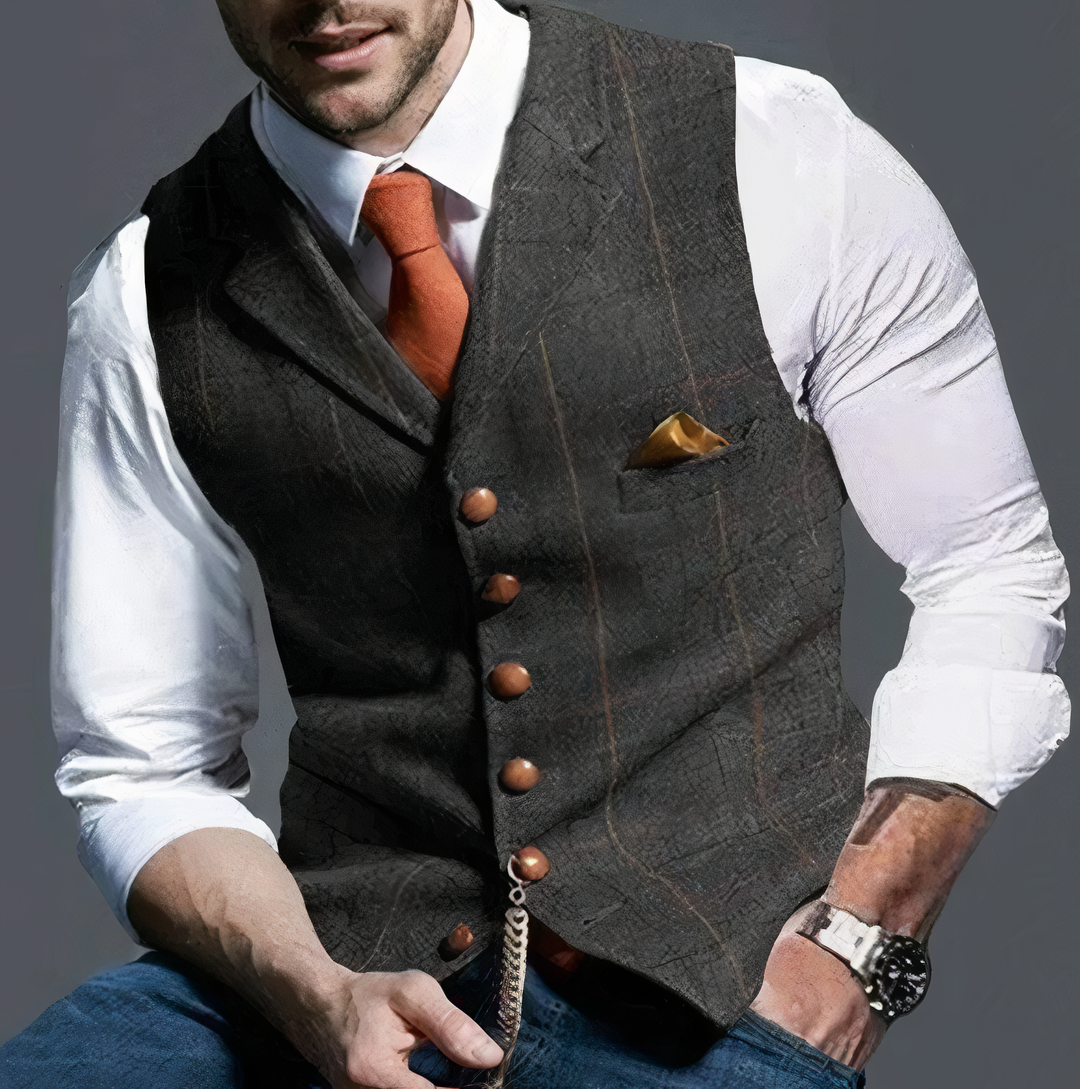 Levoire | Gilet Karo Pour Hommes Gris foncé