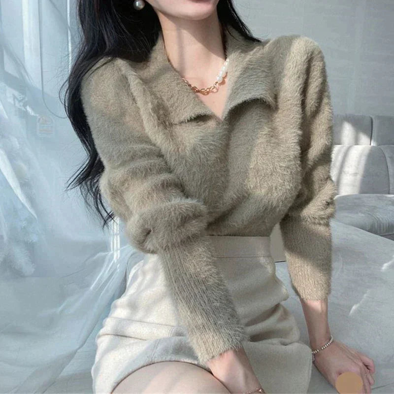 Levoire | Pull Avec Col Peter Pan Khaki Une taille pour tous